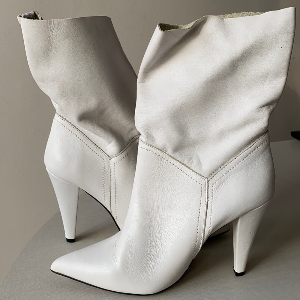 ASOS white high heeled boots , size 39